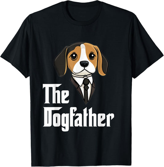 The Dogfather | Beagle Dad | Beagle Father Funny Dog Owner T-Shirt - T-Shirt | Black