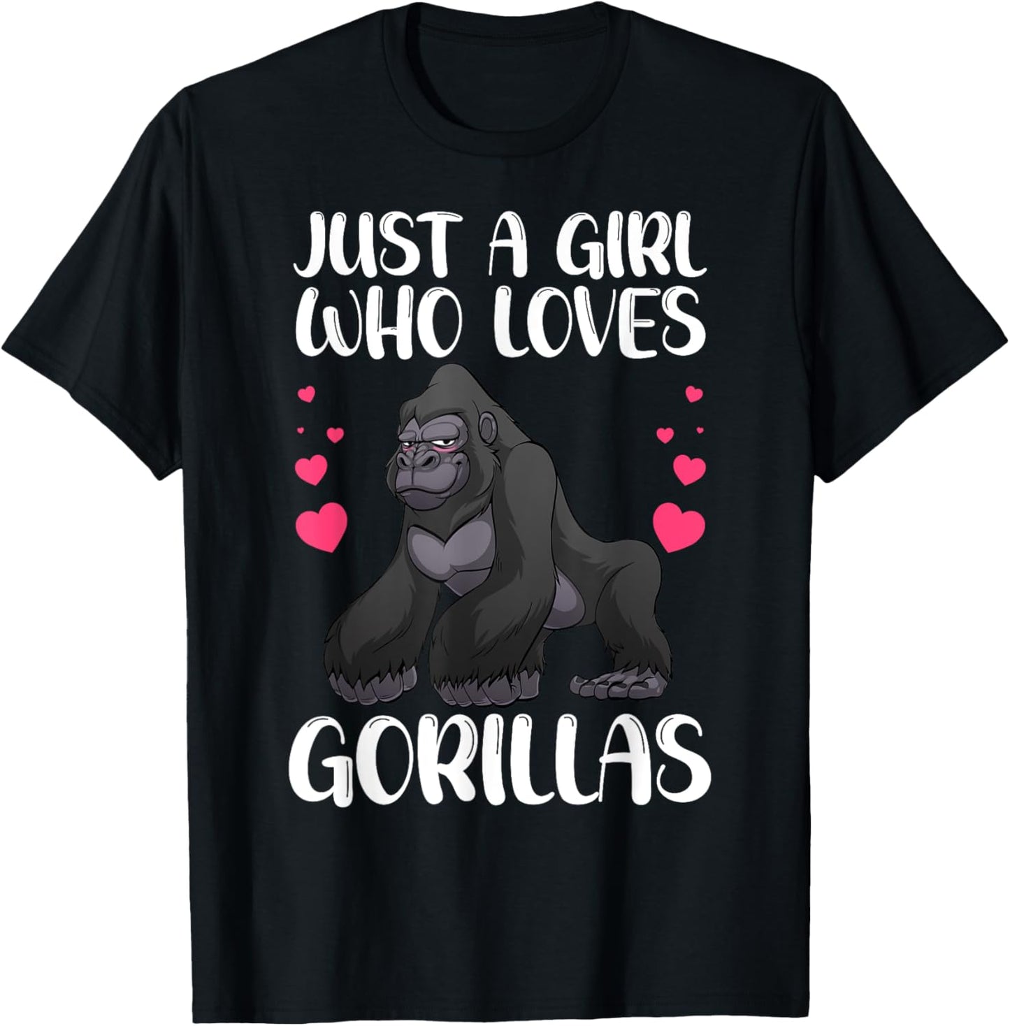 Funny Gorilla Design For Girls Kids Women Gorilla Ape Lover T-Shirt - T-Shirt | Black