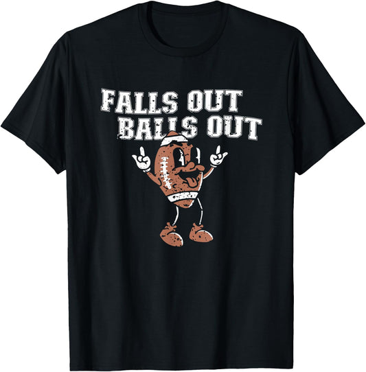 Retro Falls Out Balls Out Football Vintage Thanksgiving T-Shirt - T-Shirt | Black