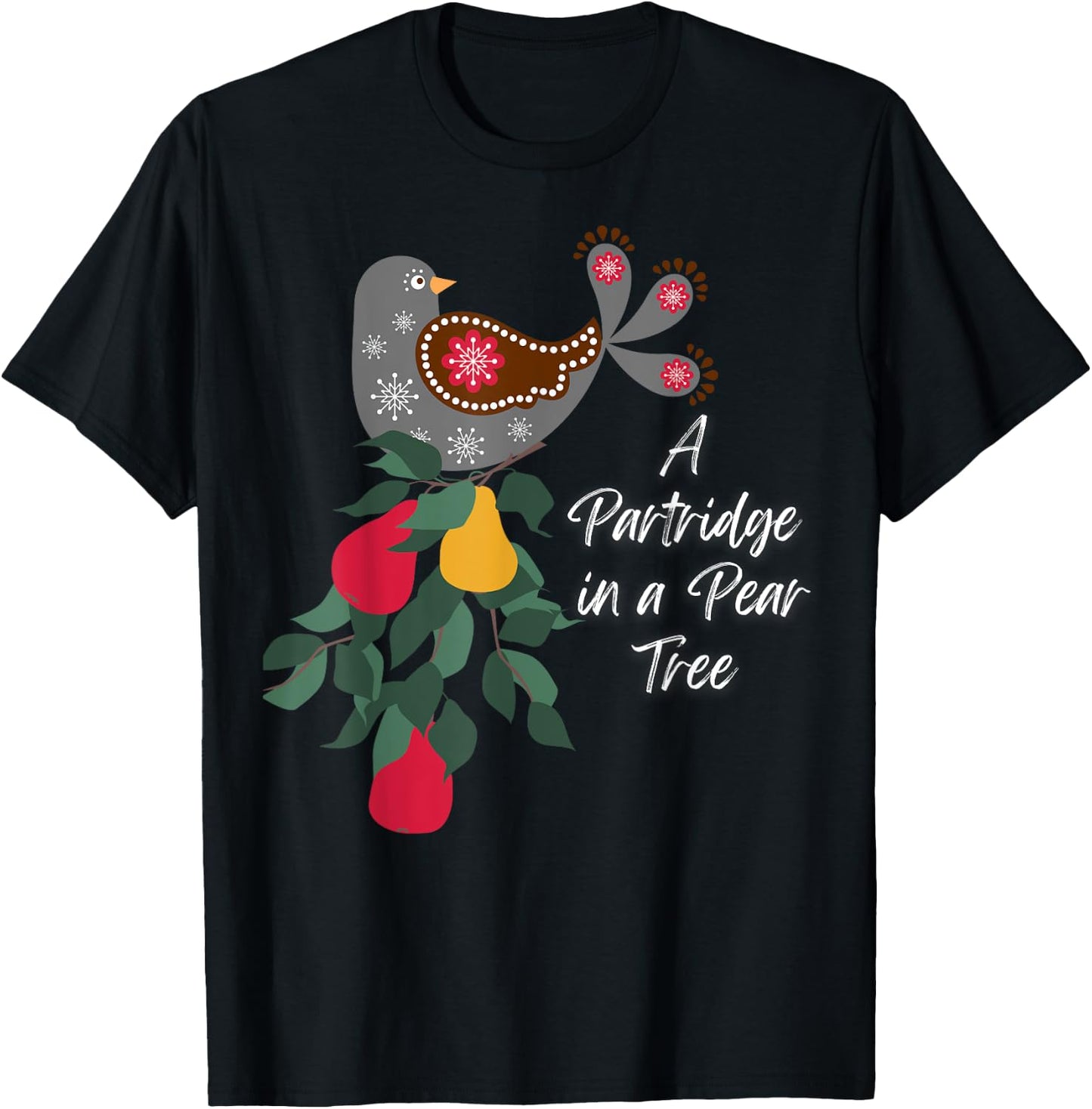 LittleFeats -Adult 12 Days of Christmas Song , Black, Small, Short Sleeve, Classic Fit, Cotton 60% Polyester 40% T-Shirt - T-Shirt | Black
