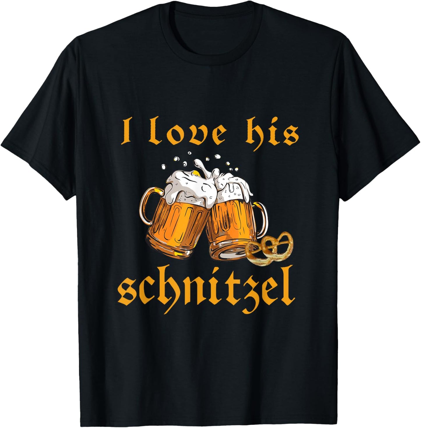 I Love His Schnitzel Oktoberfest Couple Matching T-Shirt - T-Shirt | Black