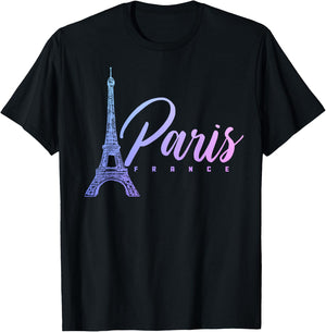 Paris France Eiffel Tower French Souvenir Vintage T-Shirt - T-Shirt | Black