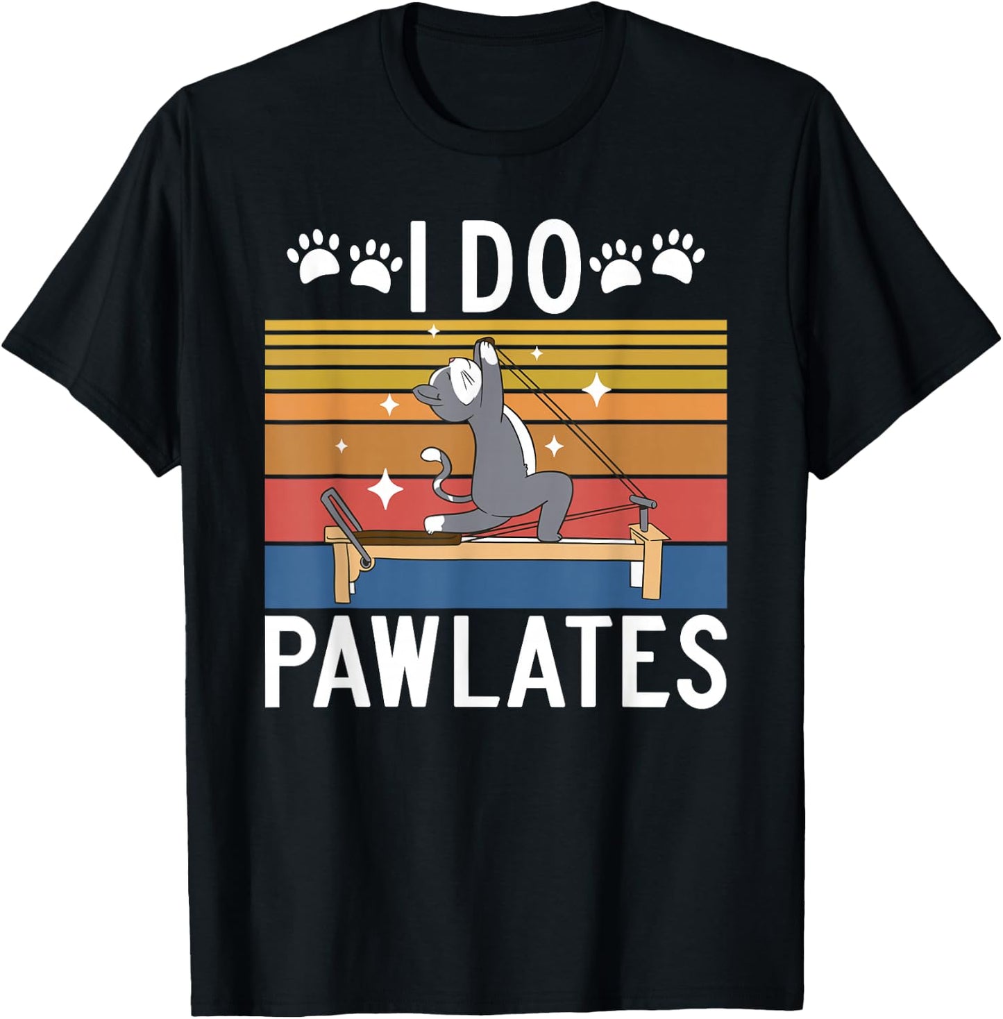 Pilates Gifts I Do Pawlates Cat Pilates Yoga Black Small Short Sleeve Women Pilates Enthusiasts T-Shirt - T-Shirt | Black