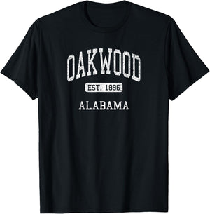Oakwood Alabama AL Vintage Athletic Sports Design Souvenir T-Shirt - T-Shirt | Black