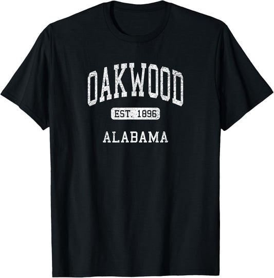 Oakwood Alabama AL Vintage Athletic Sports Design Souvenir T-Shirt - T-Shirt | Black
