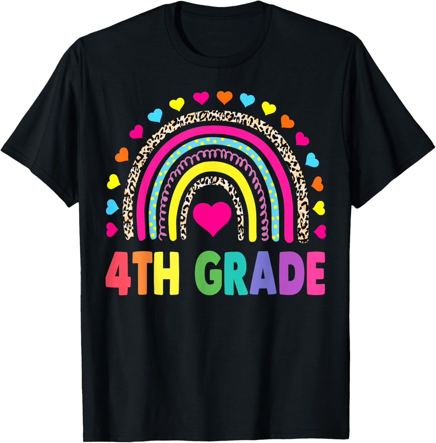 Fourth Grade Rainbow Girls Boys Teacher Team 4th Grade Squad T-Shirt - T-Shirt | Black
