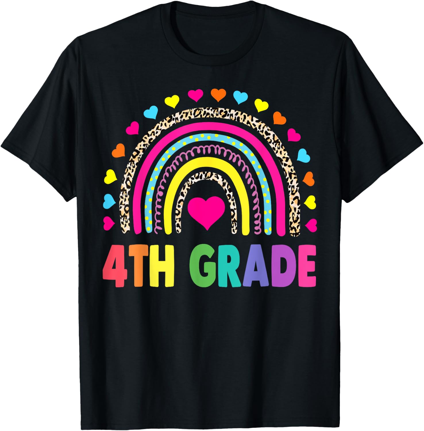 Fourth Grade Rainbow Girls Boys Teacher Team 4th Grade Squad T-Shirt - T-Shirt | Black