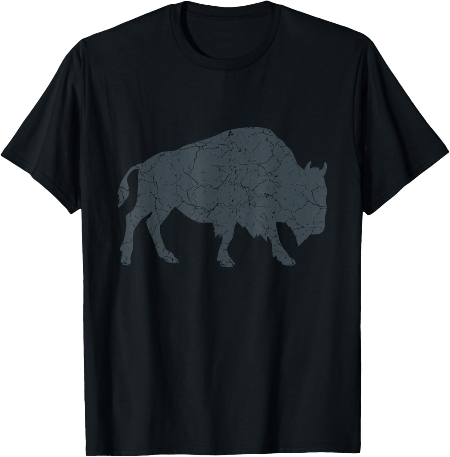 Vintage Buffalo I Distressed Bison T-Shirt - T-Shirt | Black