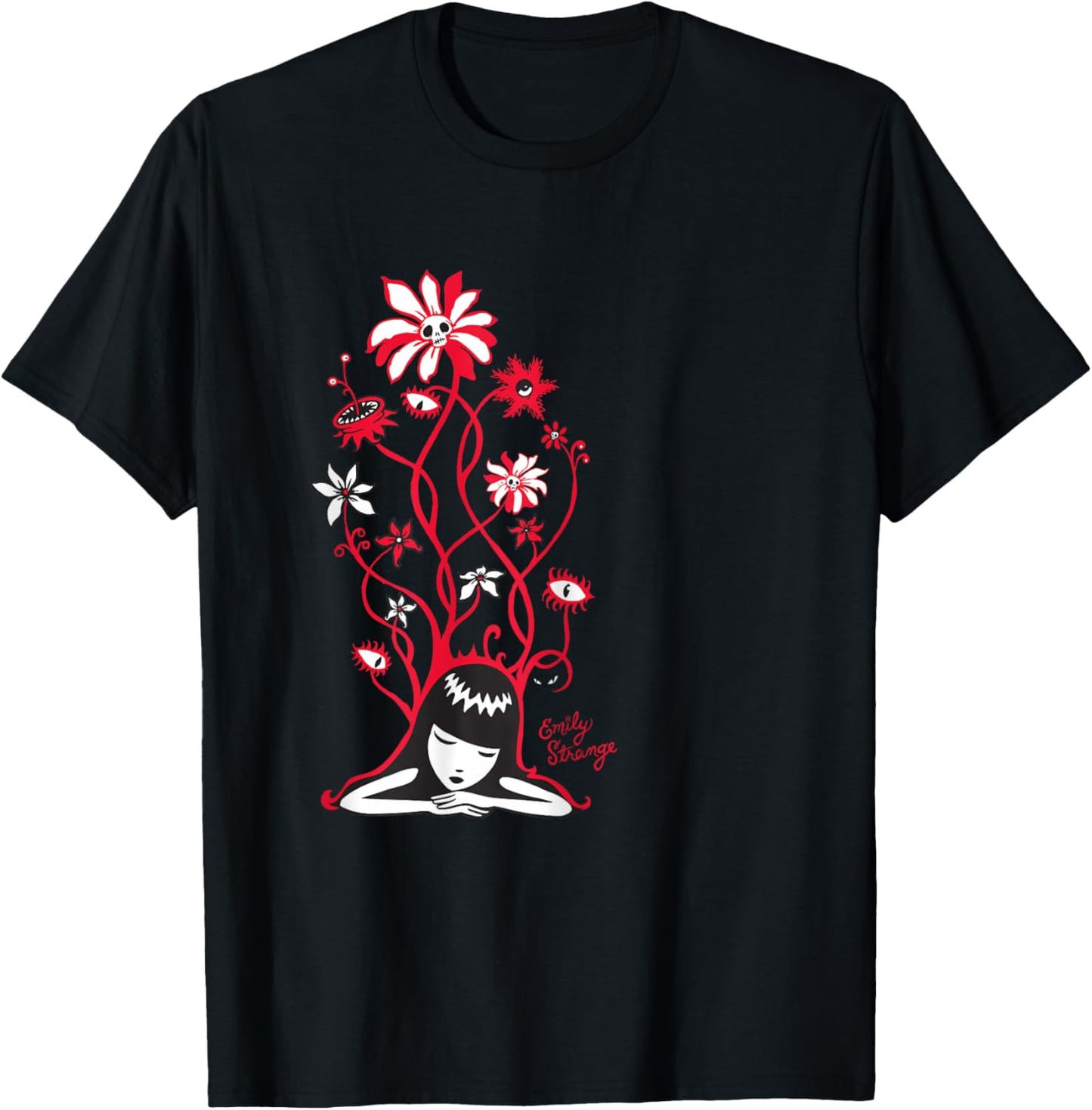 Emily The Strange Flower Power Cat Nap T-Shirt - T-Shirt | Black