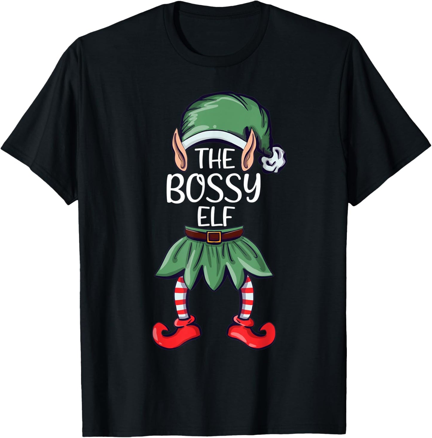 The Bossy Elf Elf Christmas Matching Family Group Elf T-Shirt - T-Shirt | Black