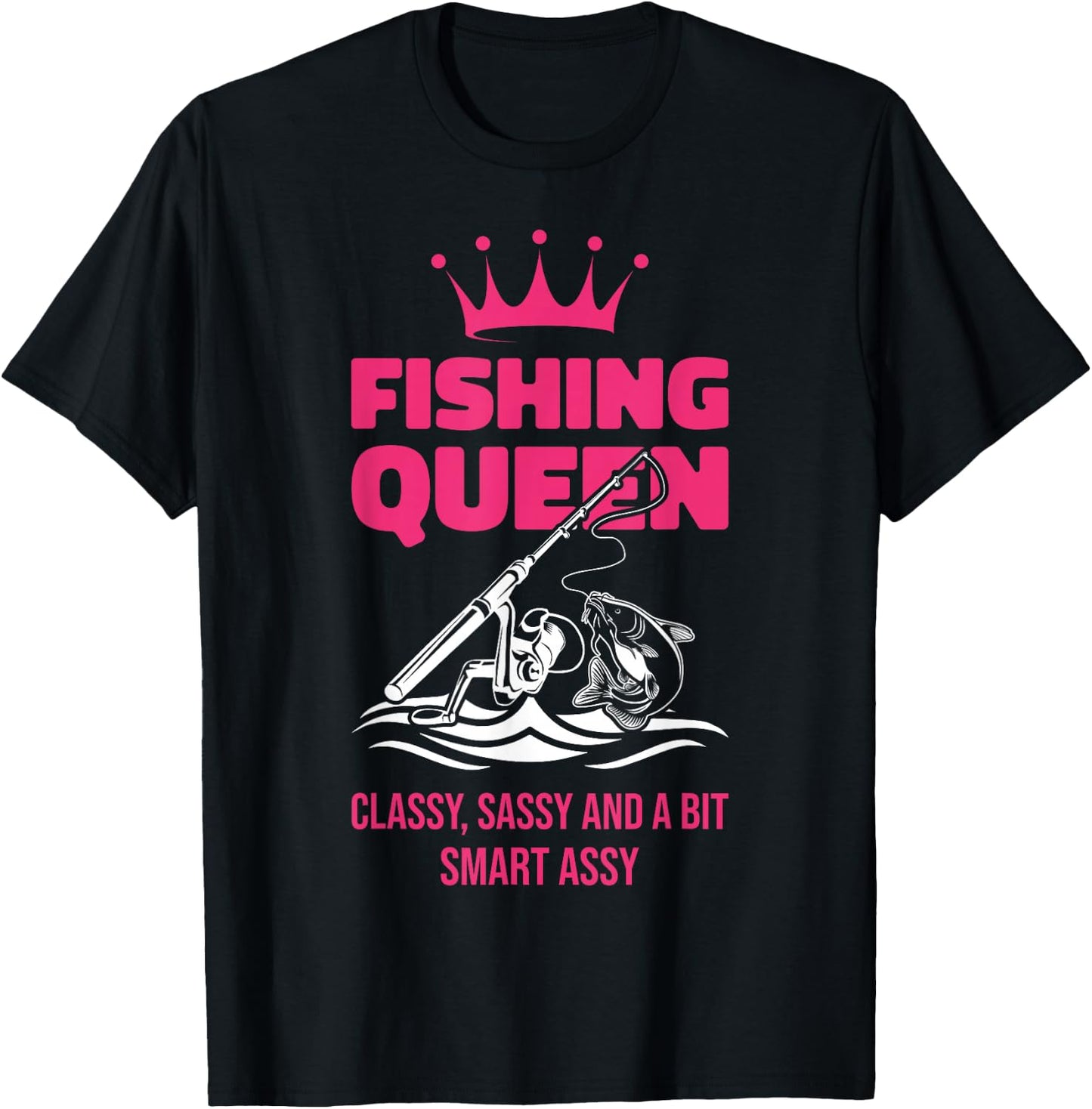 Fishing Queen Funny Ladies Fishing Lovers T-Shirt - T-Shirt | Black