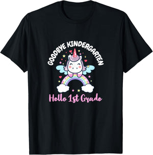 Goodbye Kindergarten Hello First Grade Day Back To School T-Shirt - T-Shirt | Black