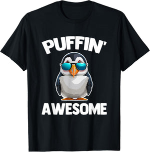 Puffin' Awesome - Funny Puffin Bird Sea Bird Cute Puffins T-Shirt - T-Shirt | Black