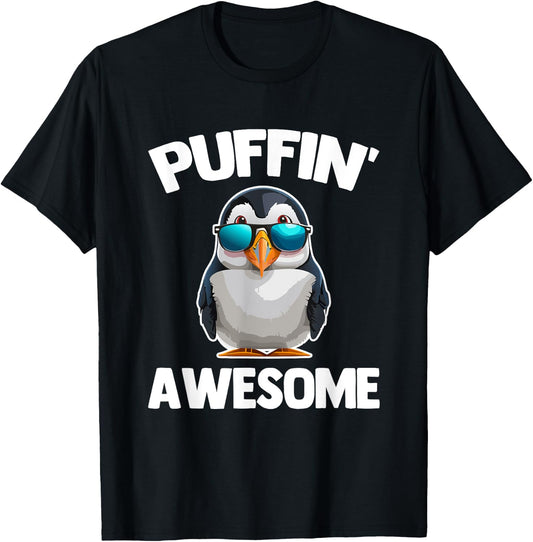 Puffin' Awesome - Funny Puffin Bird Sea Bird Cute Puffins T-Shirt - T-Shirt | Black