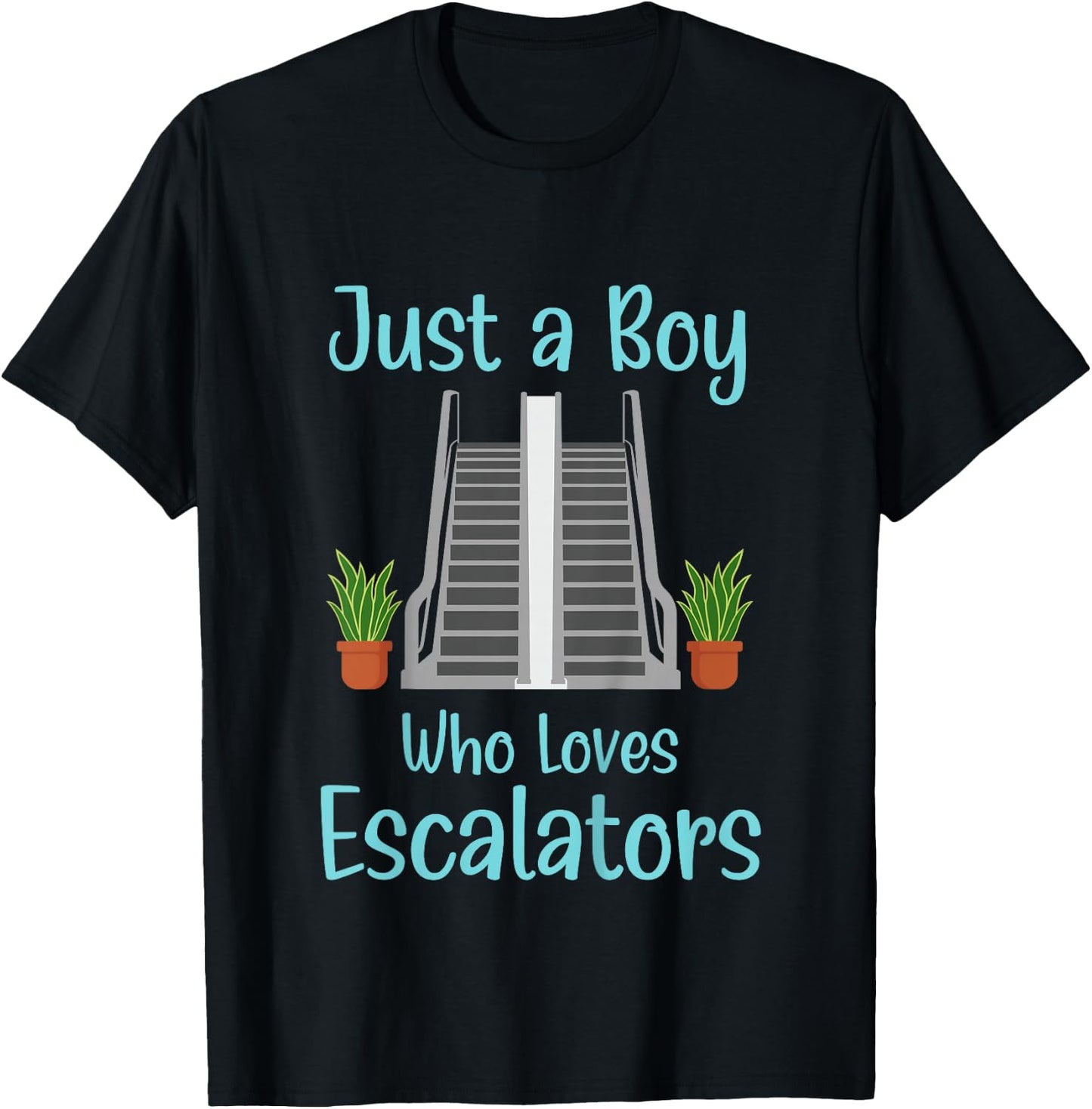 Kids Just A Boy Who Loves Escalators Cute Distracted By Escalator T-Shirt - T-Shirt | Black
