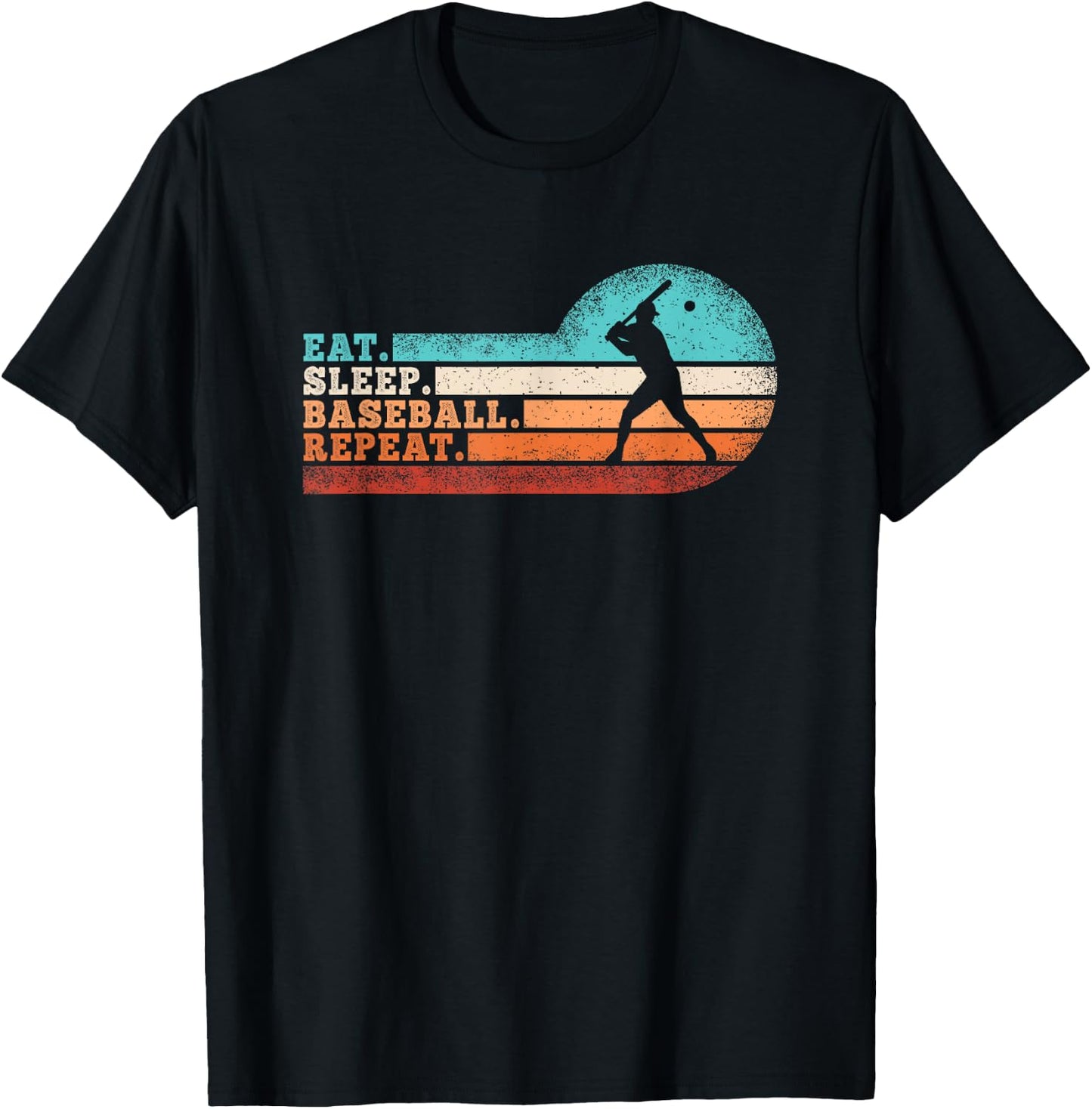 Eat Sleep Baseball Repeat Funny Baseball Lover Men Boys T-Shirt - T-Shirt | Black