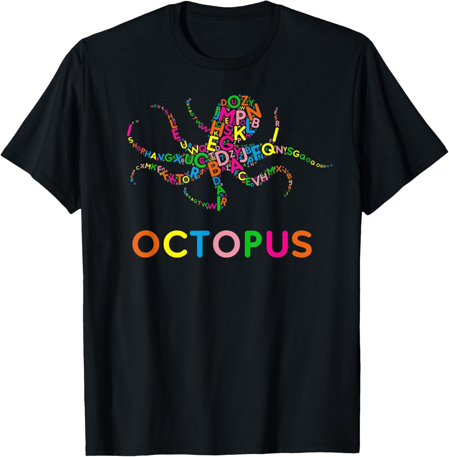 Funny Alphabet Letters Learning ABCs Toddler Kids - OCTOPUS T-Shirt - T-Shirt | Black