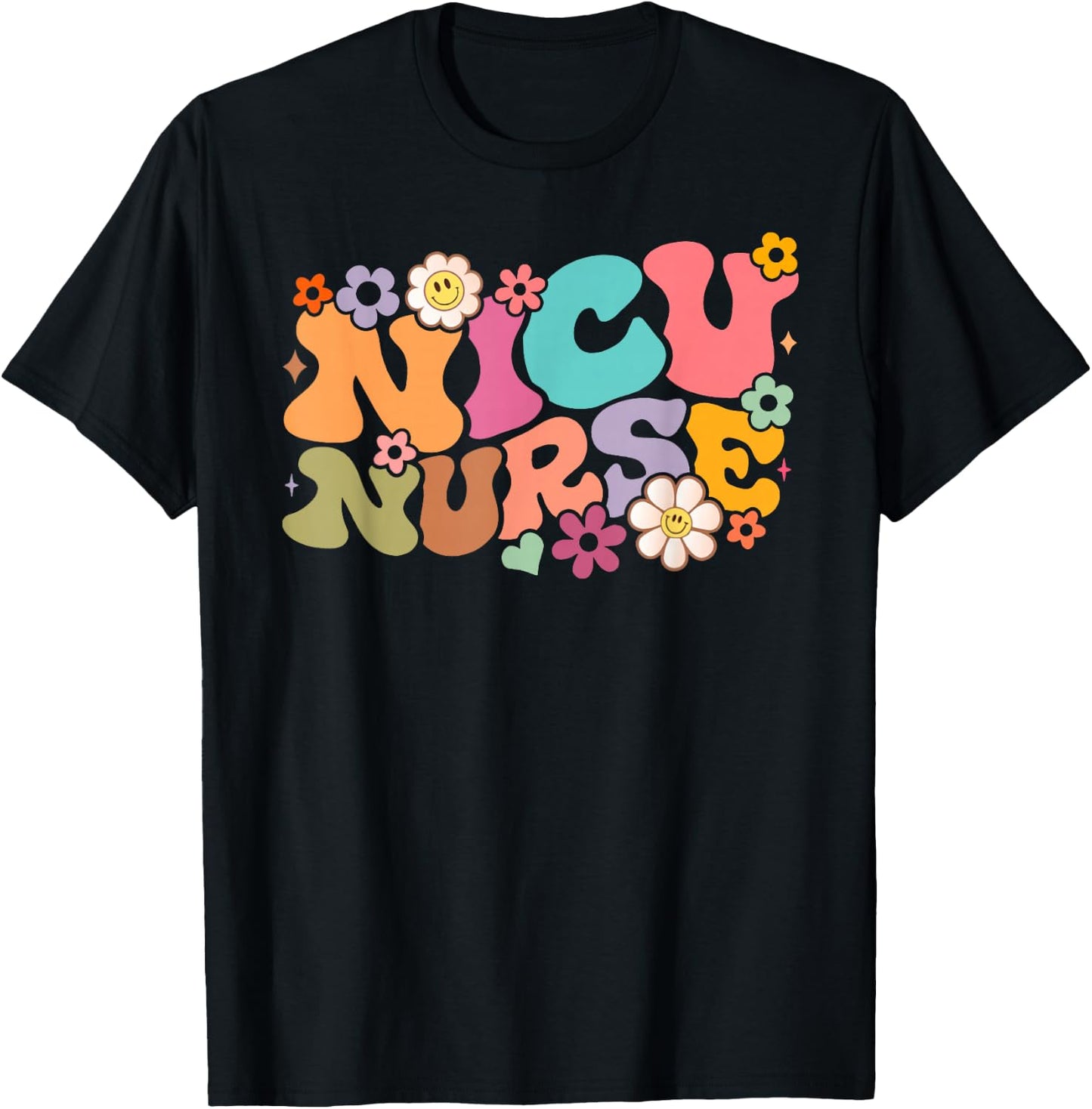 NICU Nurse ICU Groovy Nursing Neonatal Intensive Care Unit T-Shirt - T-Shirt | Black