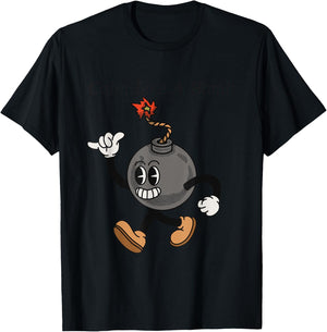 Laughing Revolution - Calm Like A Bomb - Funny Rubber Hose Retro Cartoon T-Shirt - T-Shirt | Black
