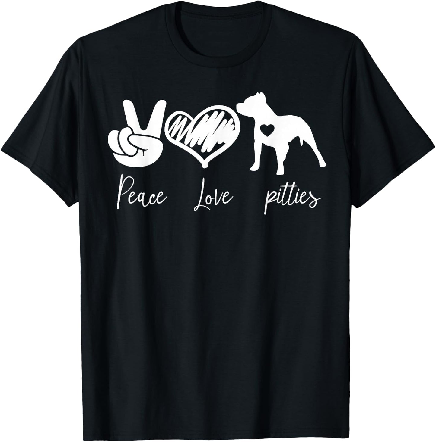 peace love and Pitties Pitbull T-Shirt - T-Shirt | Black