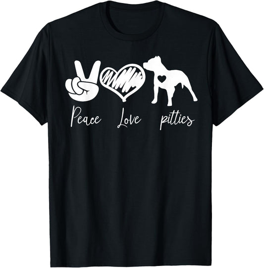 peace love and Pitties Pitbull T-Shirt - T-Shirt | Black