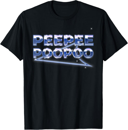 Peepee Poopoo Funny Retro Vaporwave Gaming Viral Text Humor T-Shirt - T-Shirt | Black