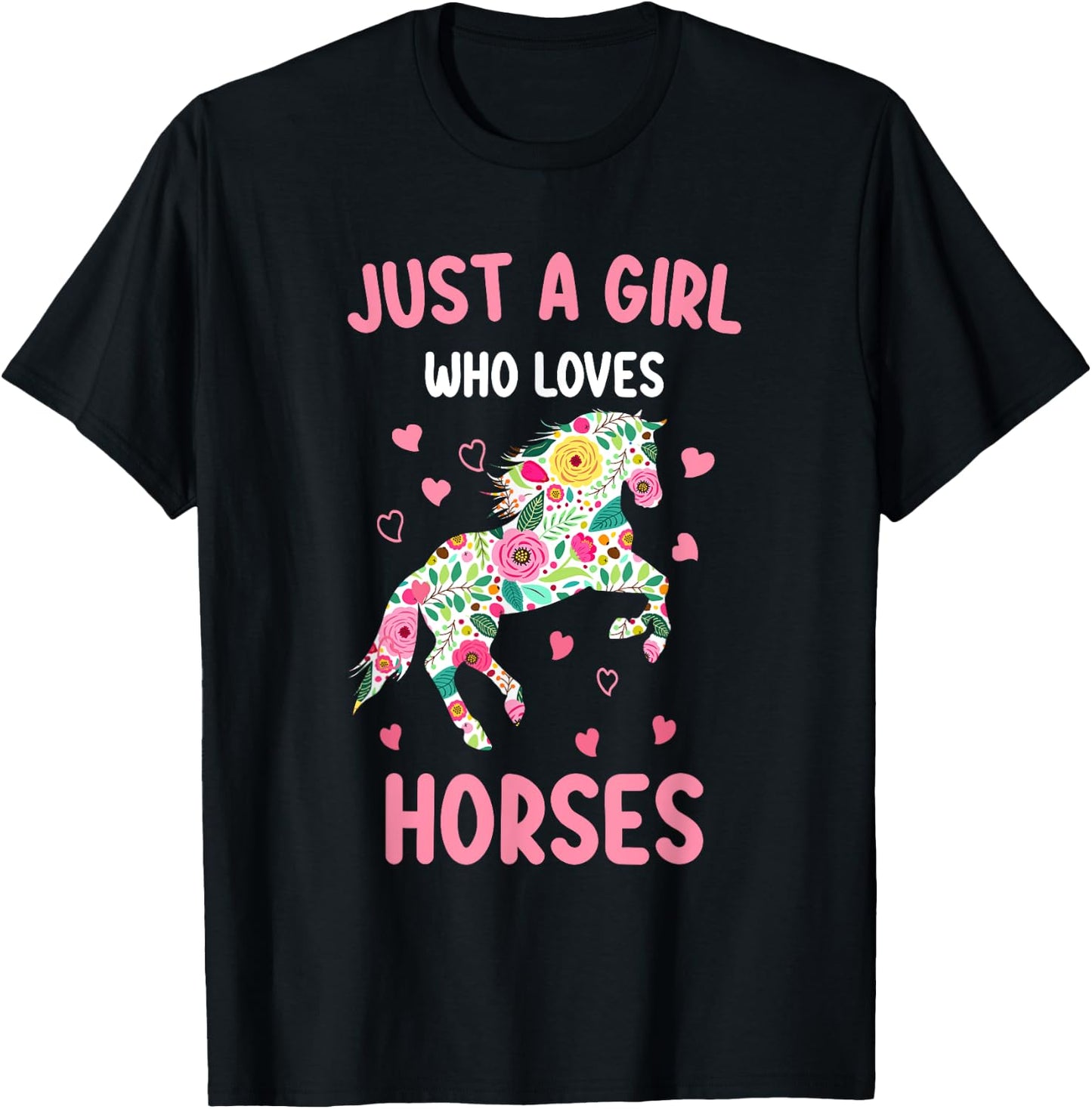 Just A Girl Who Loves Horses Equestrian For Girls T-Shirt - T-Shirt | Black