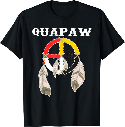 Quapaw Tribe Native American Indian Medicine Wheel T-Shirt - T-Shirt | Black