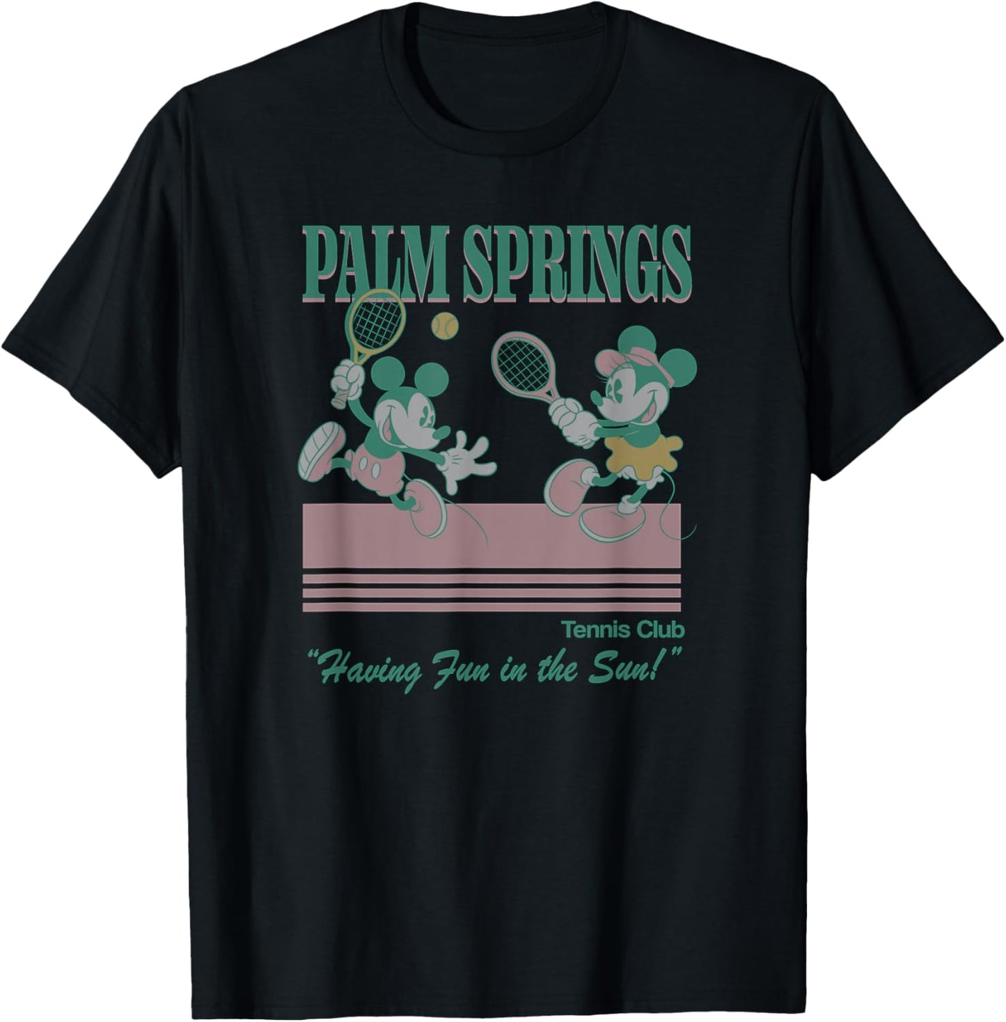 Disney Mickey And Minnie Vintage Palm Springs Fun In The Sun T-Shirt - T-Shirt | Black