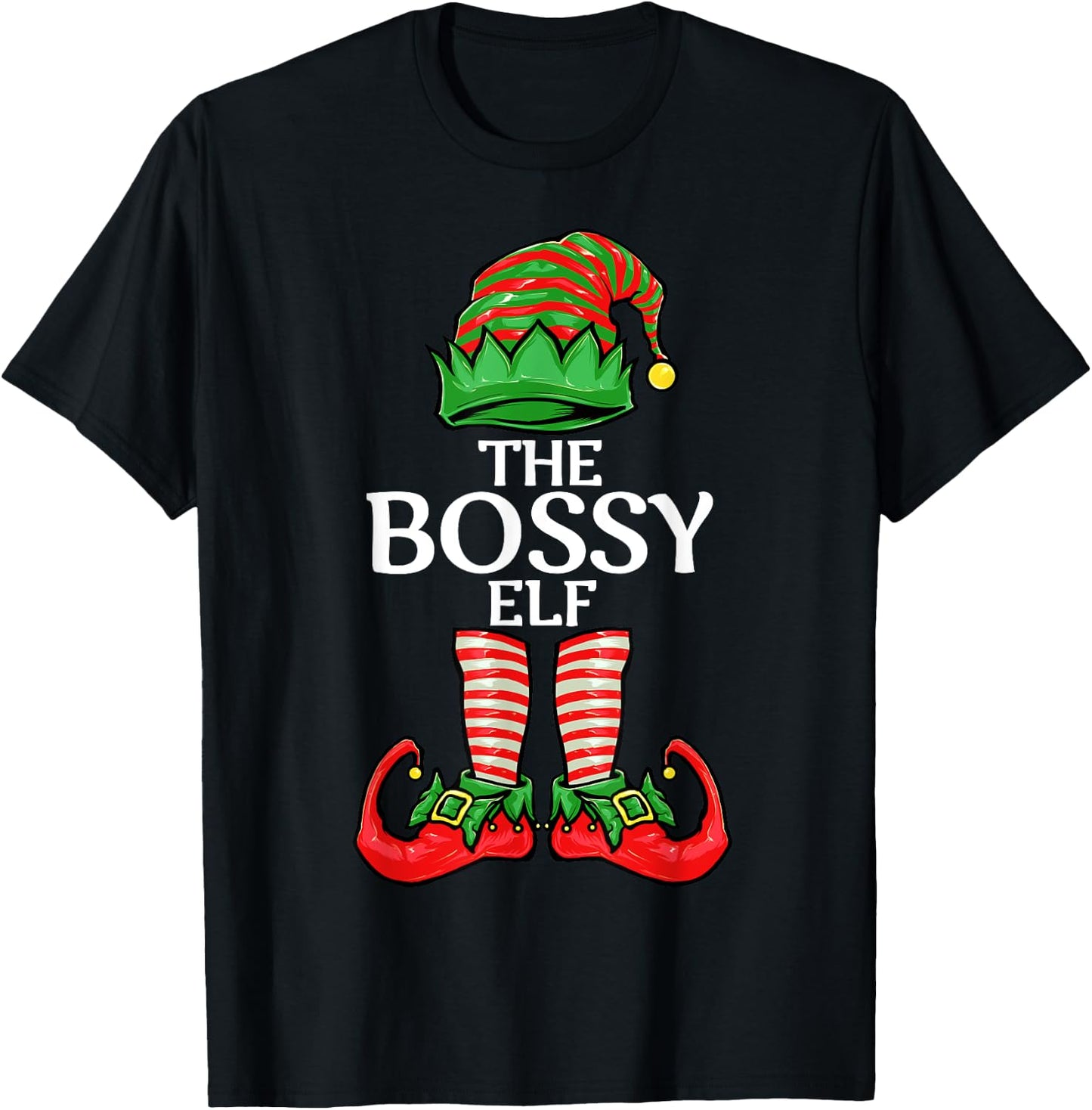 Bossy Elf Christmas Family Matching Group T-Shirt - T-Shirt | Black