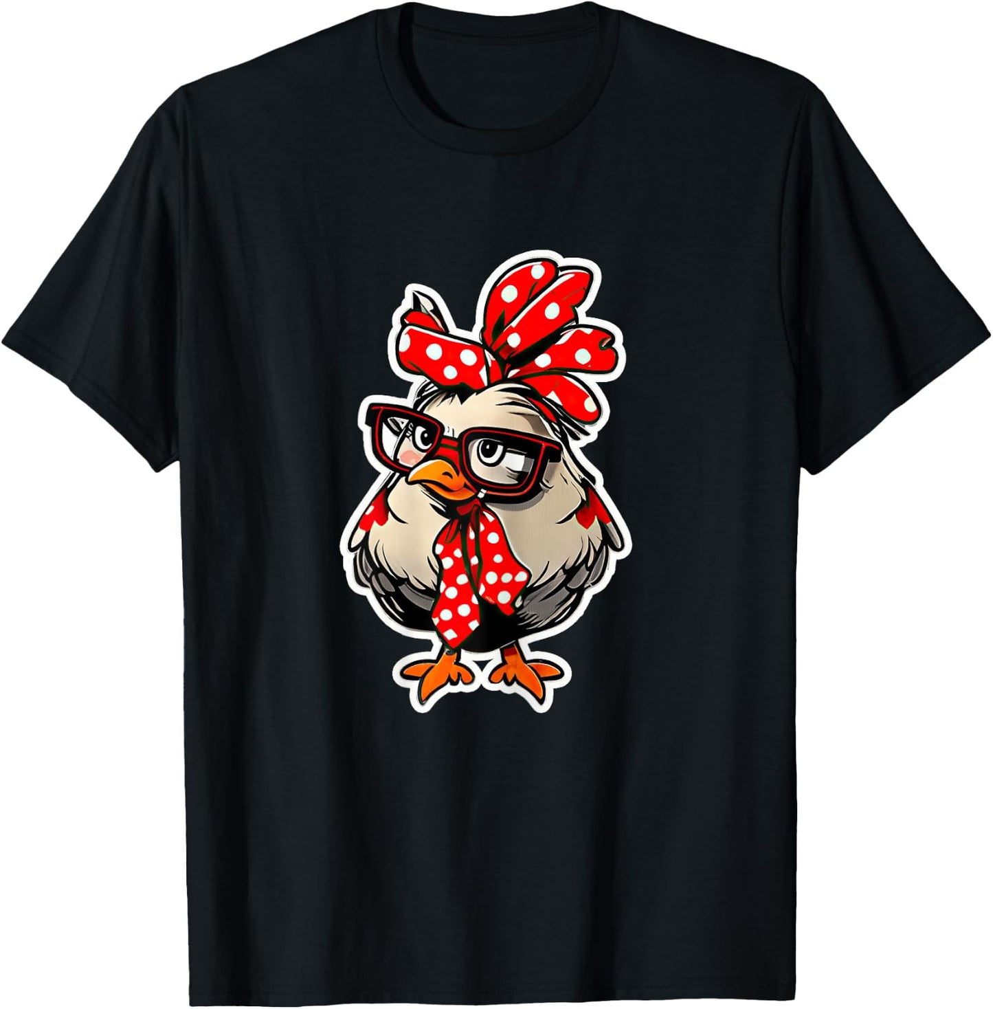 Cute Chicken With Bandana Headband and Glasses Women Girl T-Shirt - T-Shirt | Black