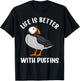 Funny Puffin Bird Design Women Auks Seabird Lovers T-Shirt - T-Shirt | Black
