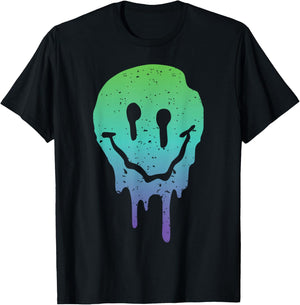 Synthwave Aesthetic Techno Music Rave Acid Face Raver T-Shirt - T-Shirt | Black