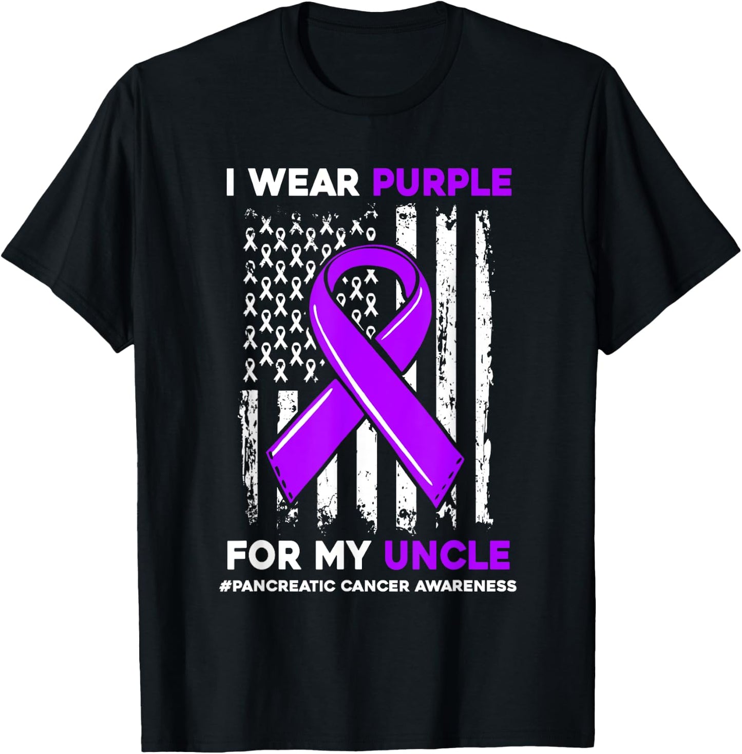 I Wear Purple For My Uncle Pancreatic Cancer Awareness T-Shirt - T-Shirt | Black