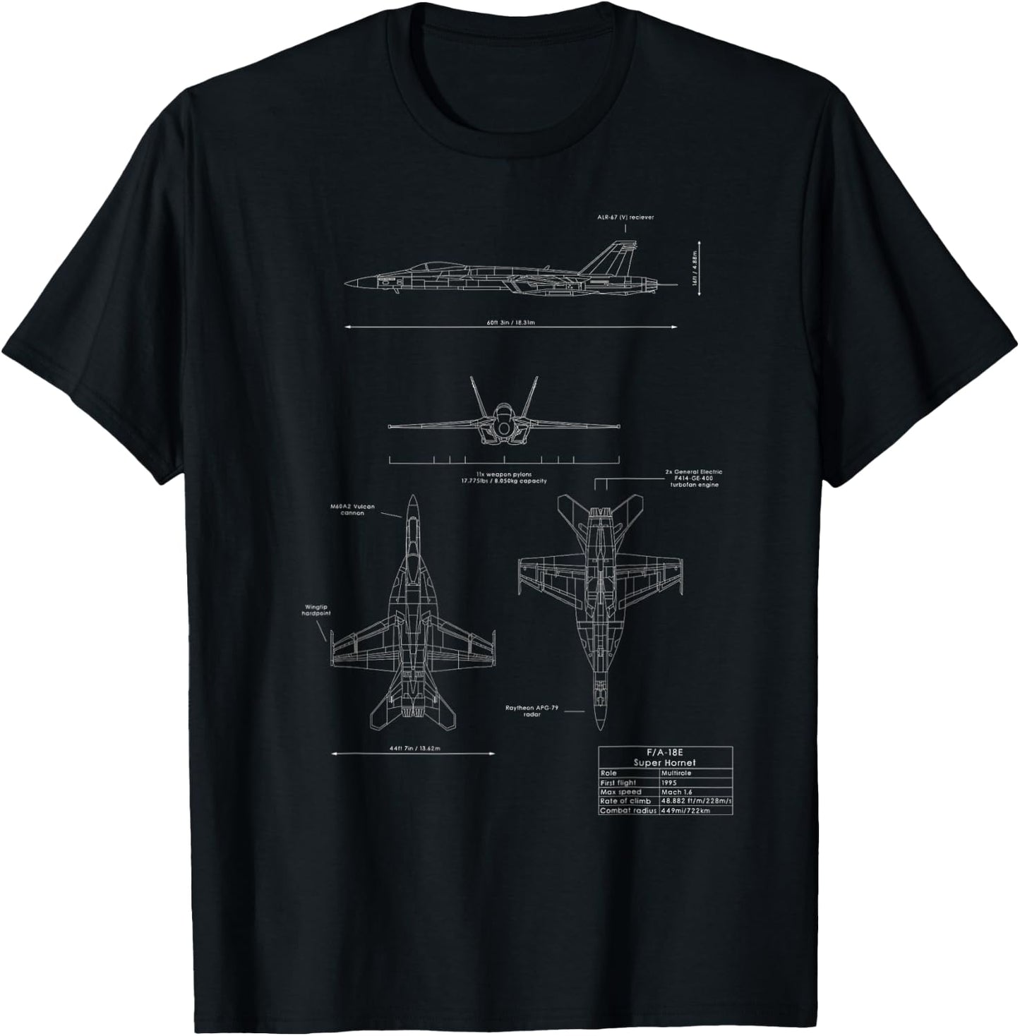 F-18 F/A-18E Super Hornet Jet Airplane T-Shirt - T-Shirt | Black