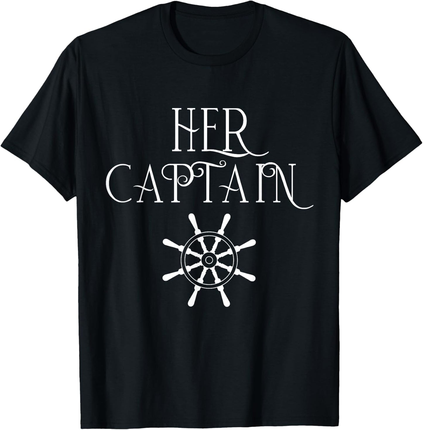 Cruise Her Captain His Anchor Couple Matching Boat lover T-Shirt - T-Shirt | Black