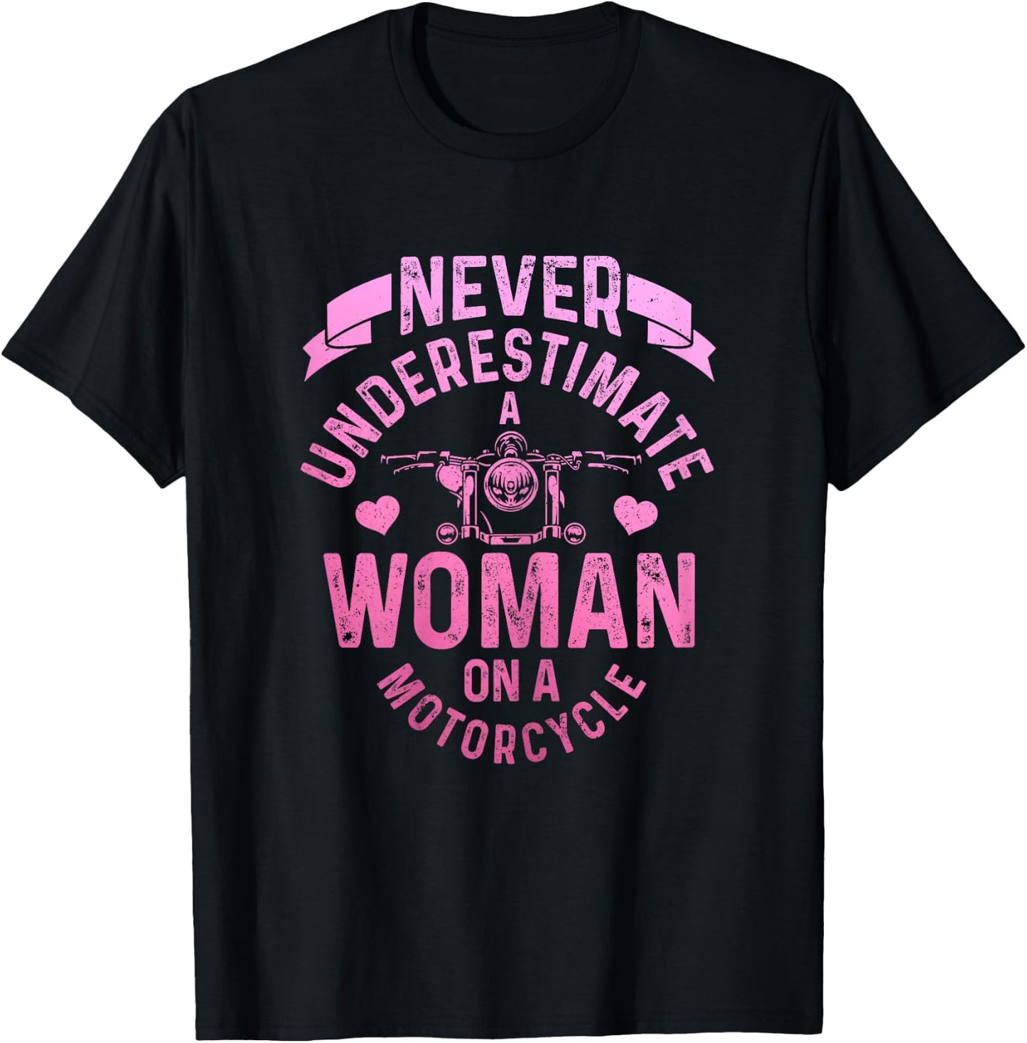 Never Underestimate A Woman Motorcycle Funny Biker Girl T-Shirt - T-Shirt | Black