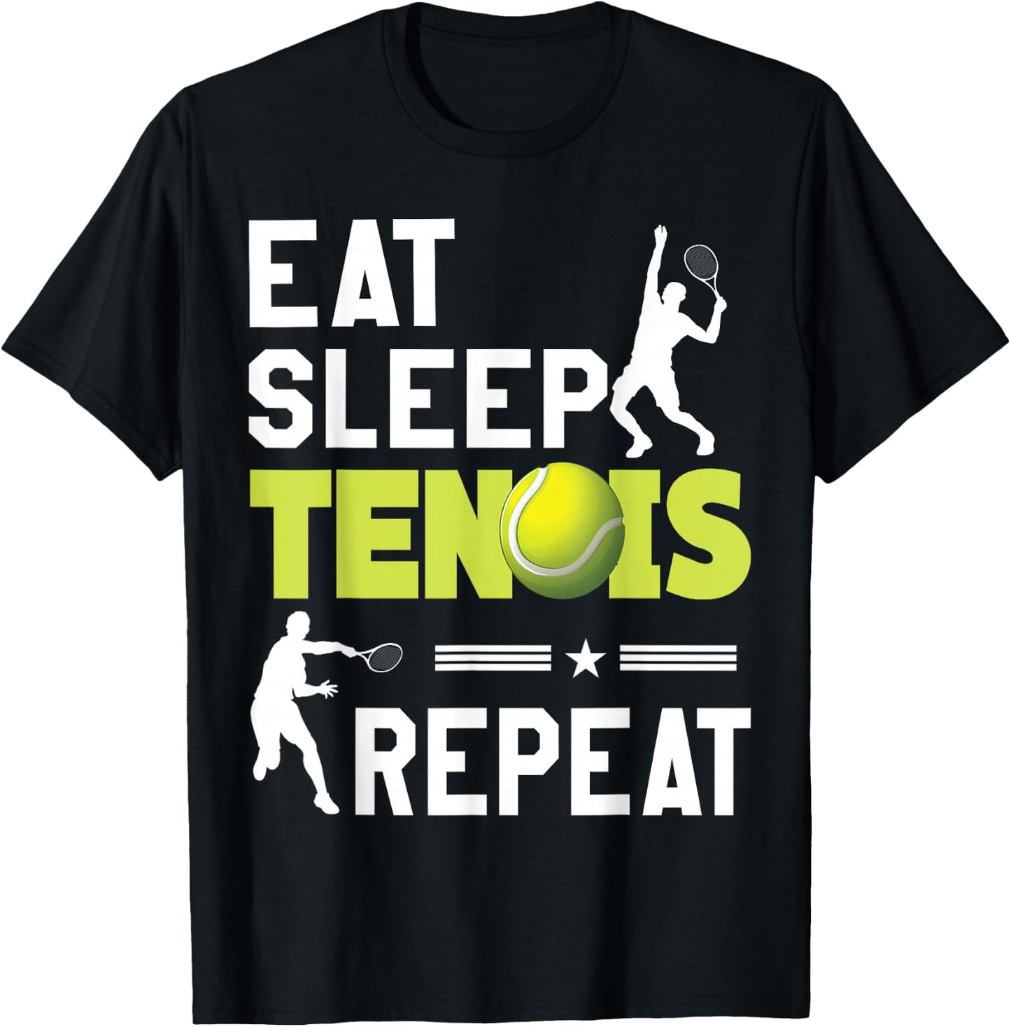 Eat Sleep Tennis Repeat Sports Lover Men Women Kids Gifts T-Shirt - T-Shirt | Black