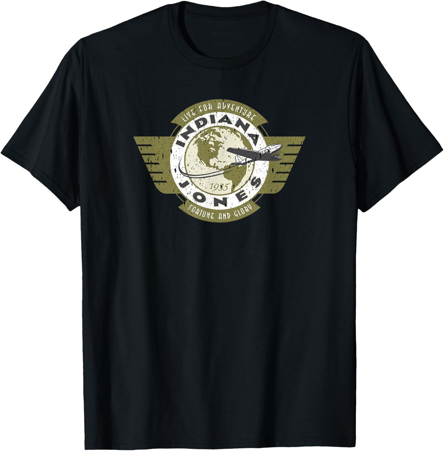 Indiana Jones and The Temple of Doom Vintage Flyer Badge T-Shirt - T-Shirt | Black