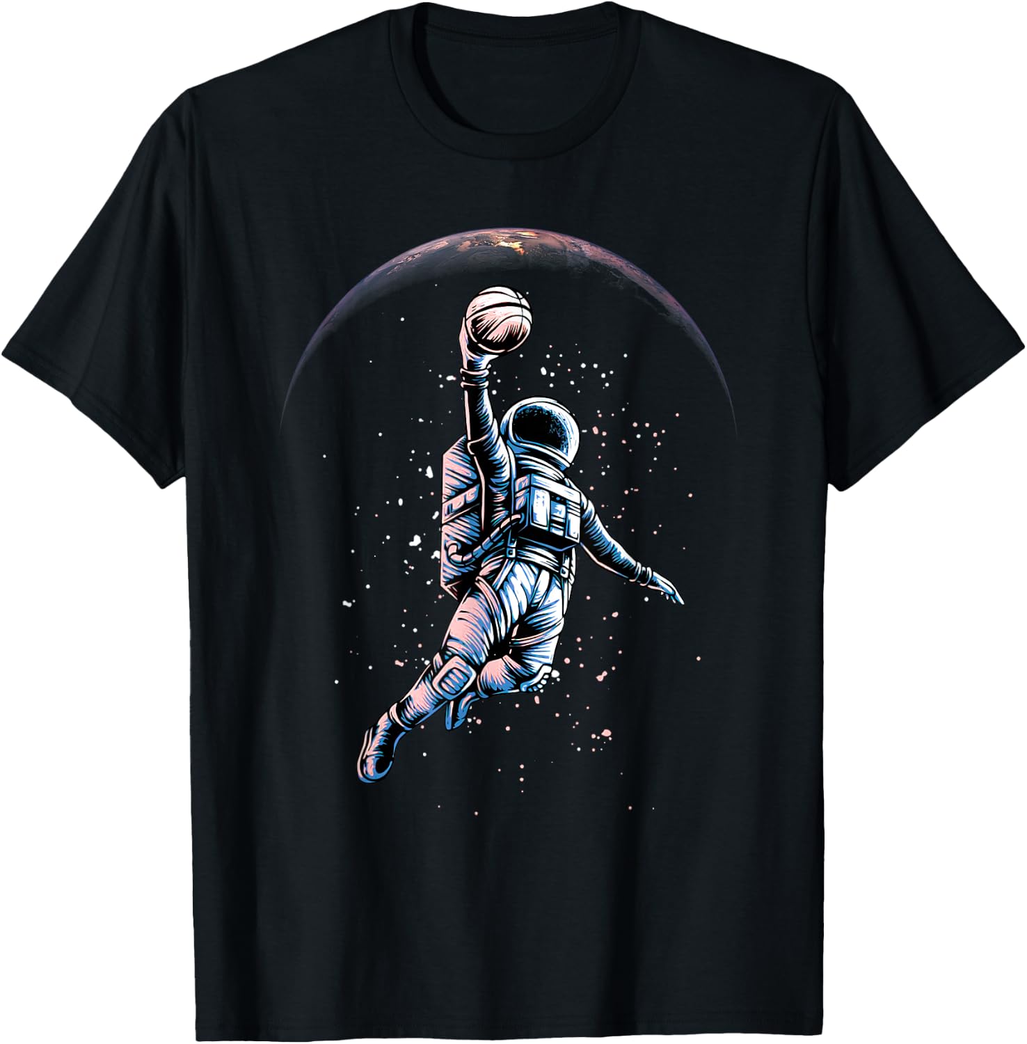 Astronaut Slam Dunk In Space Dunking Basketball Player Bball T-Shirt - T-Shirt | Black
