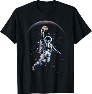 Astronaut Slam Dunk In Space Dunking Basketball Player Bball T-Shirt - T-Shirt | Black