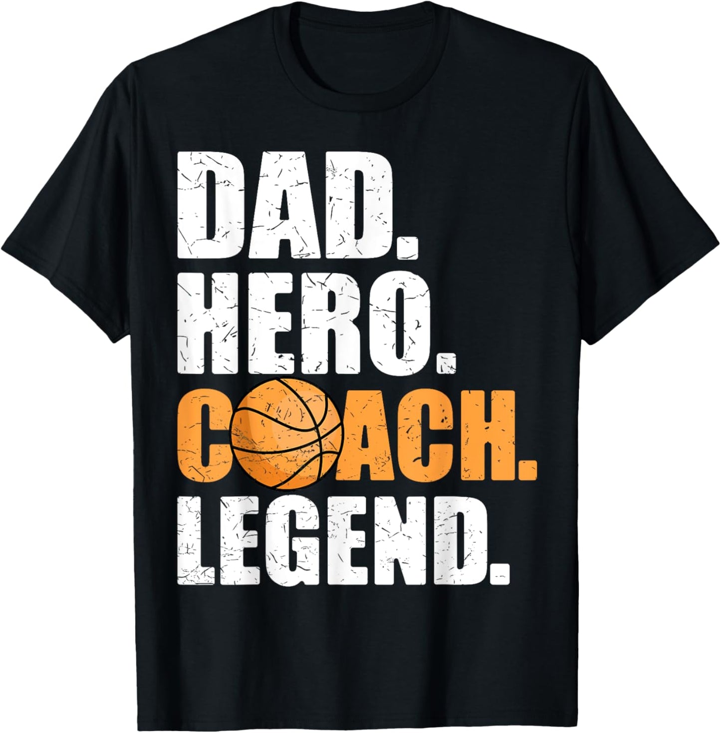 Dad Hero Coach Legend Father Papa Daddy Basketball Coach T-Shirt - T-Shirt | Black