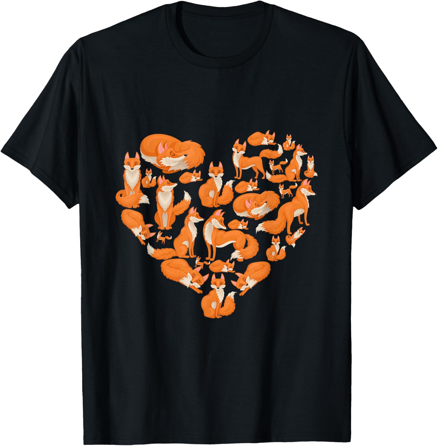 Fox Heart Funny Cute I Love Fox Animal Gifts for Fox Lovers T-Shirt - T-Shirt | Black