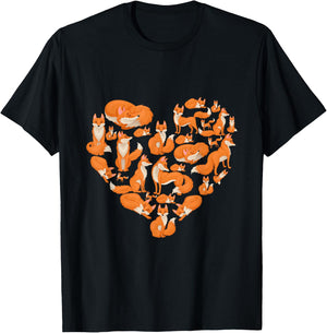 Fox Heart Funny Cute I Love Fox Animal Gifts for Fox Lovers T-Shirt - T-Shirt | Black