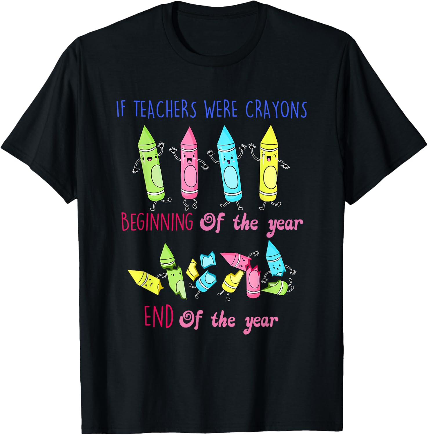 If Teachers Were Crayons Beginning Of The Year End The Year T-Shirt - T-Shirt | Black