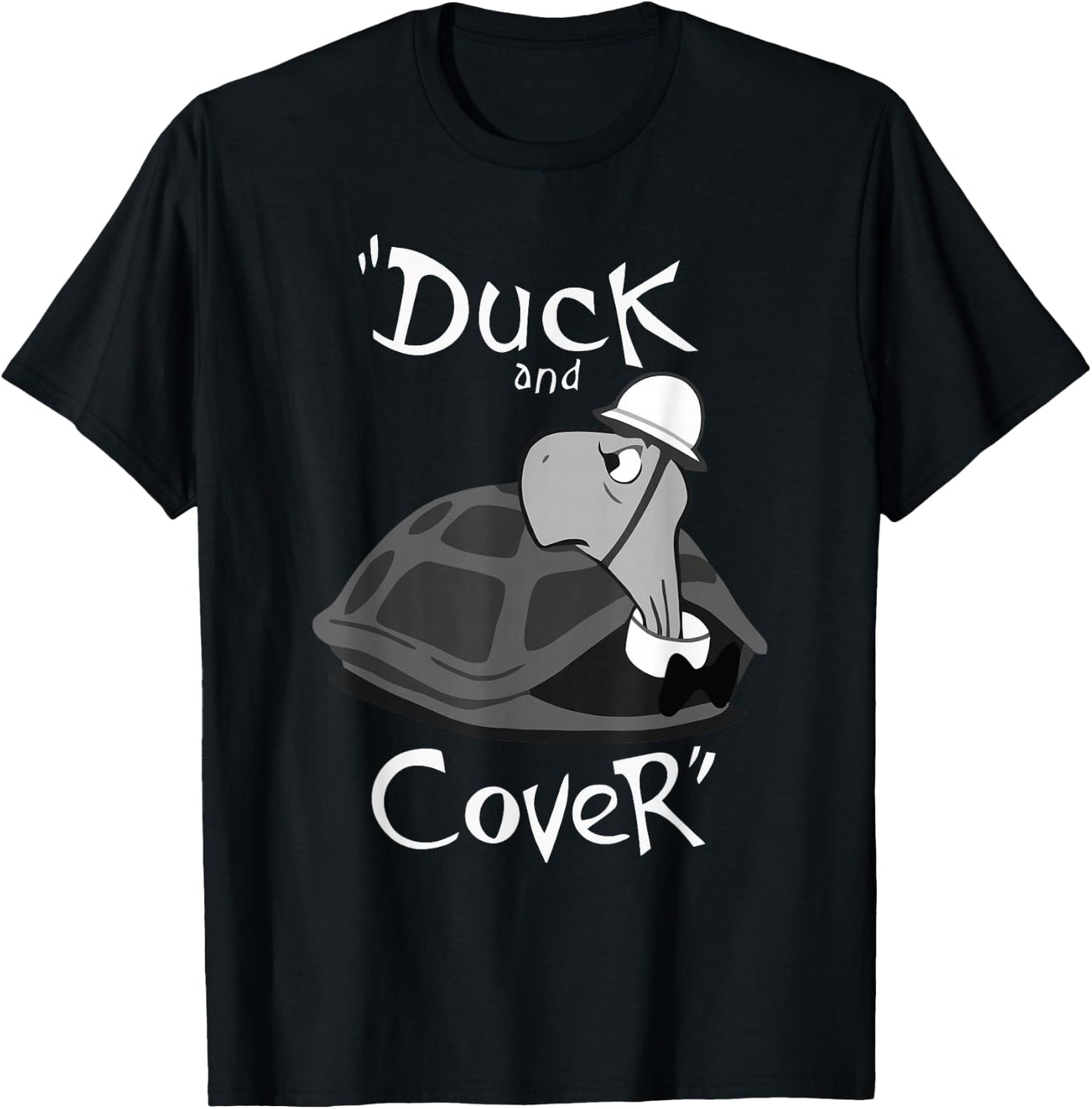 War Is Hell Store Duck and Cover Bert the Turtle - Kids, Vintage Enthusiasts, Families on Vacation - Black - Small - Short Sleeve - Cotton 65%, Polyester 35% T-Shirt - T-Shirt | Black