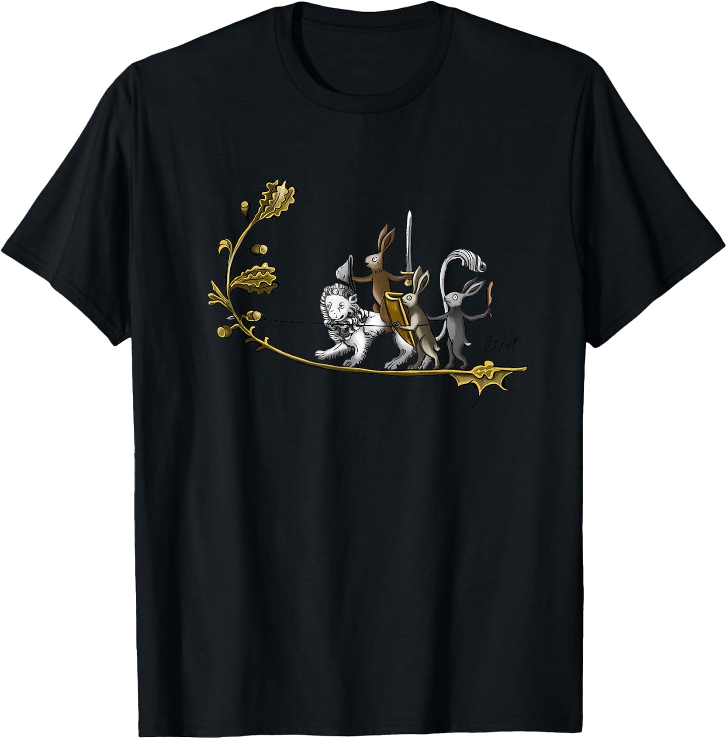 Medieval Rabbits T-Shirt - T-Shirt | Black