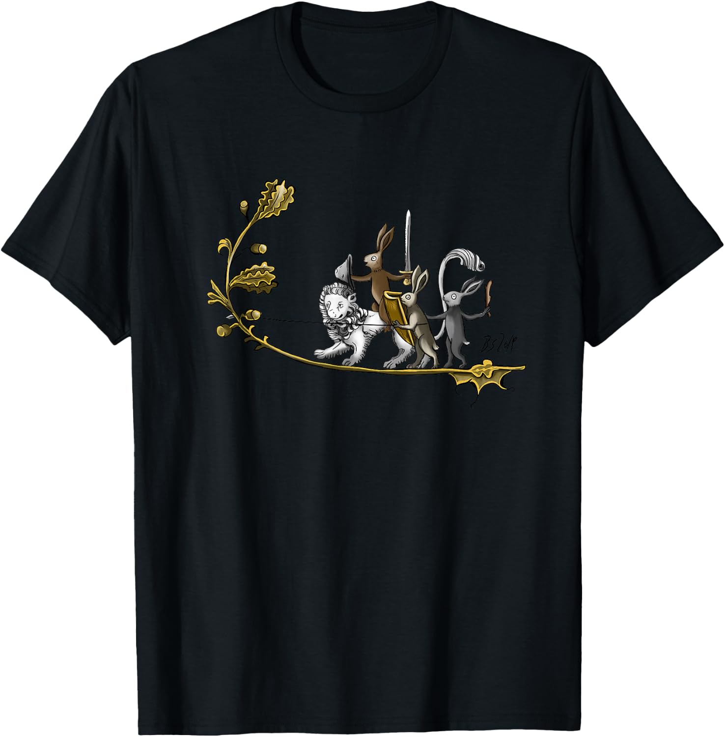 Medieval Rabbits T-Shirt - T-Shirt | Black