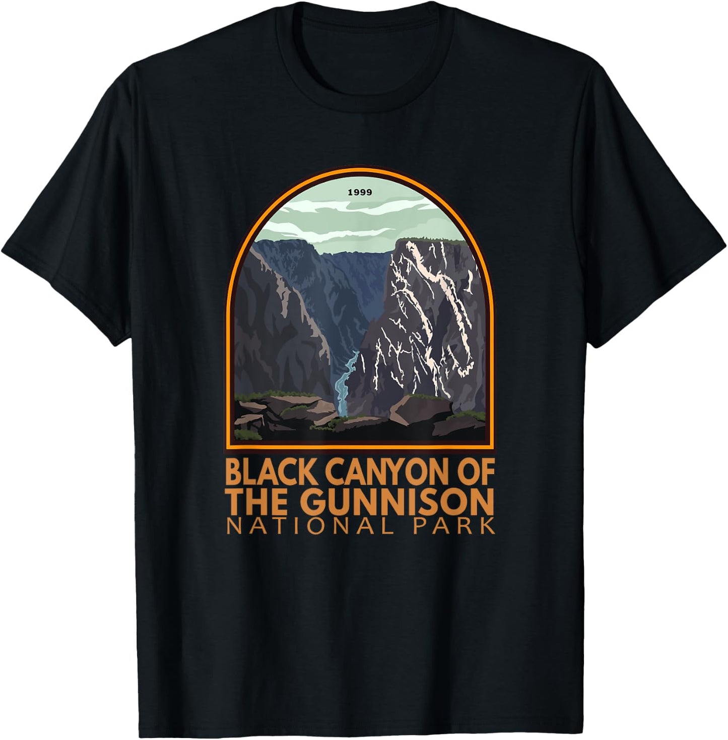 Black Canyon Of The Gunnison National Park Vintage Emblem T-Shirt - T-Shirt | Black