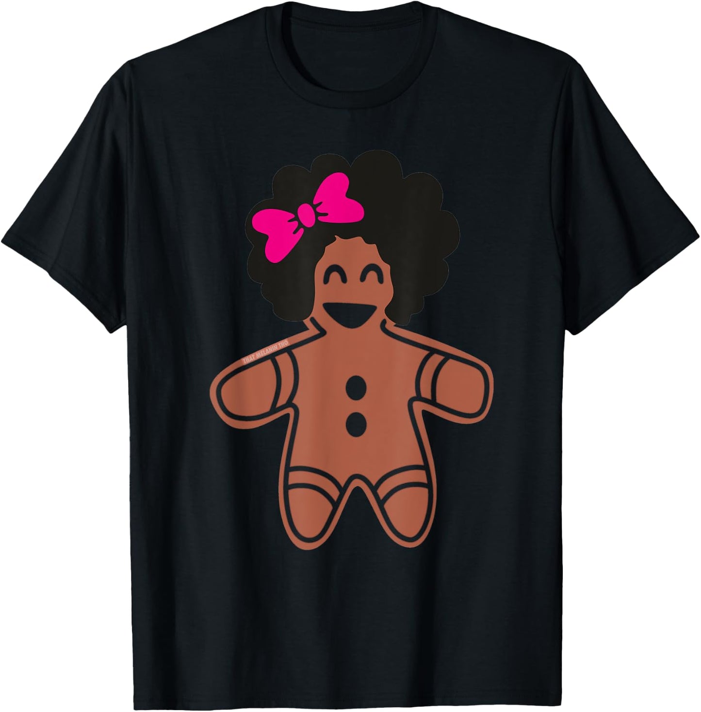 Cute Gingerbread Girl With Afro African American Gingerbread T-Shirt - T-Shirt | Black